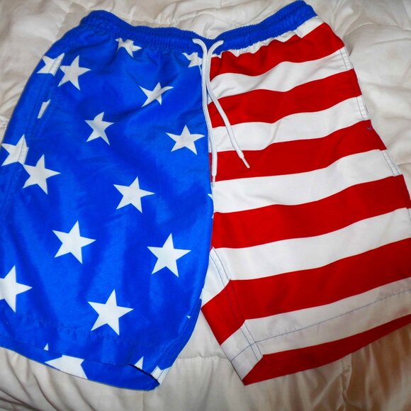 STARS AND STRIPES  MENS SWIM TRUNKS - Picture 1 of 7